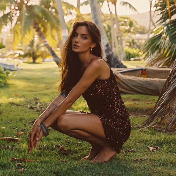 12th Tribe Solea Mocha Sequin Tank - Picture 2 of 6